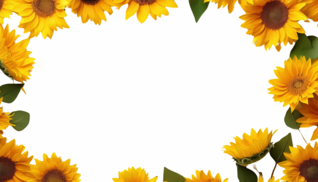 Vibrant Sunflower Border Floral Frame Summer Bloom Yellow Flowers Nature Background