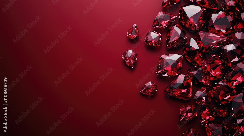 Poster A rich, burgundy-colored background featuring deep ruby gemstones, with ample space for adding custom text or promotional content.