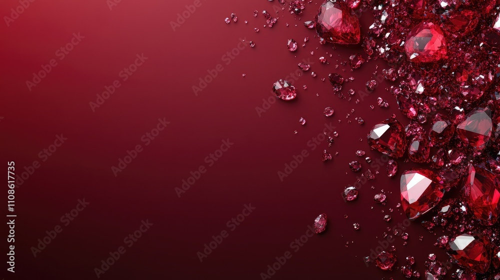 Poster a stunning burgundy background filled with ruby gemstones, with plenty of room for adding text or br