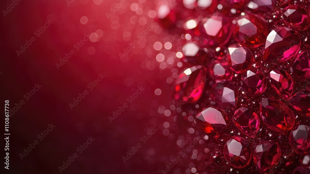 Poster A stunning burgundy background filled with ruby gemstones, with plenty of room for adding text or branding on a luxurious canvas.