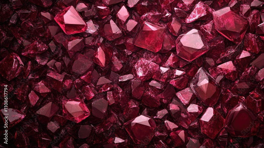 Poster A stunning burgundy background filled with ruby gemstones, with plenty of room for adding text or branding on a luxurious canvas.