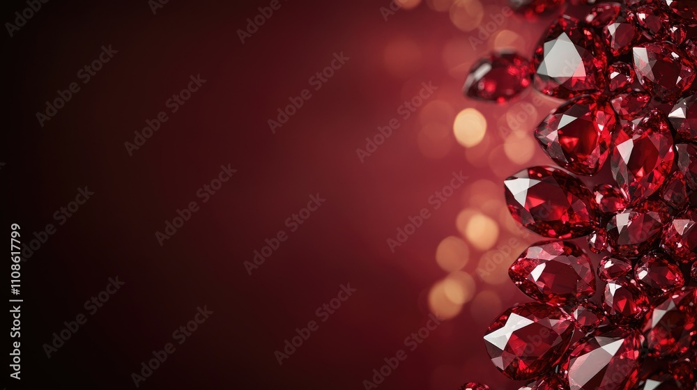 Poster A stunning burgundy background filled with ruby gemstones, with plenty of room for adding text or branding on a luxurious canvas.
