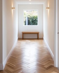 Fototapeta premium Modern hallway design contemporary home interior minimalist environment bright viewpoint aesthetic concept for seo