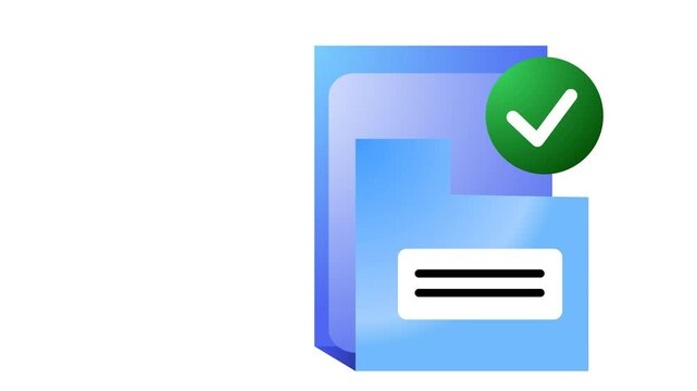 Approved document files icon animation. Organize data archive. Alpha channel.