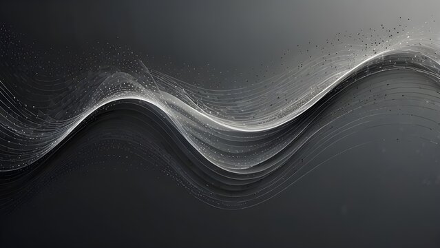 Abstract vector modern background with grey wavy lines and particles. EPS10 Generative AI