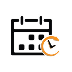 calendar icon. Calendar with time clock icon. calendar vector icon. important times or anniversaries. mixed design style. vector design