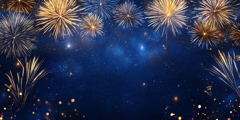 Amazing colorful display of fireworks on black backgound