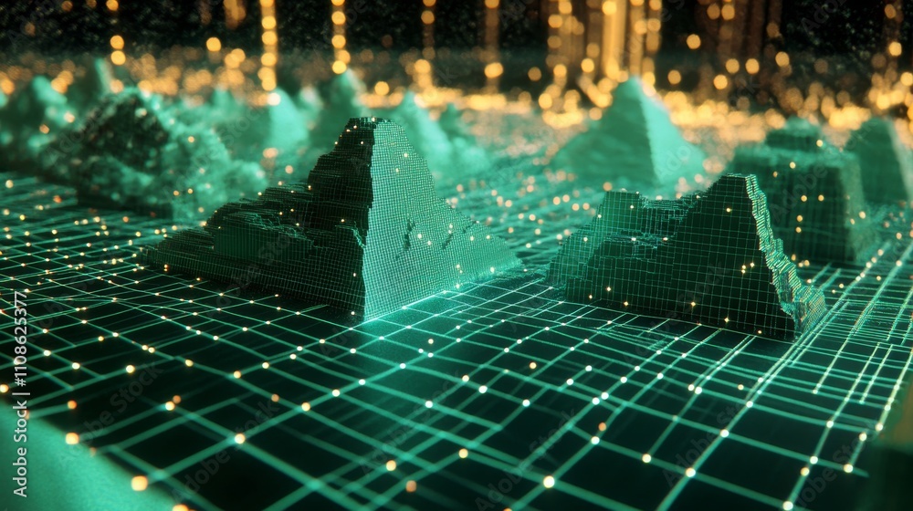 Poster a surge of brilliant particles. a futuristic representation of data technology. a web of interconnec