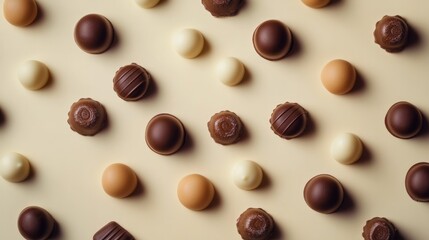 sweet colourful candies on minimalistic surface