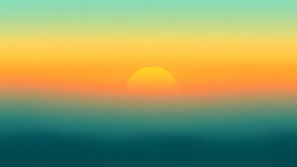 Fototapeta premium A retro background with gradients of teal, sunset orange, and pale yellow blending softly