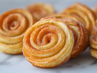Fototapeta premium A close up of a cinnamon roll with sugar sprinkled on top