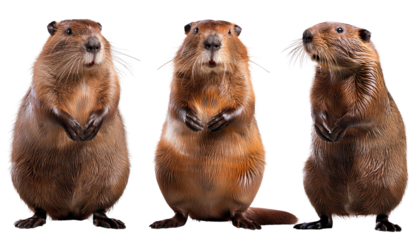 Three Adorable Beavers Standing Wildlife Photography Nature Animals