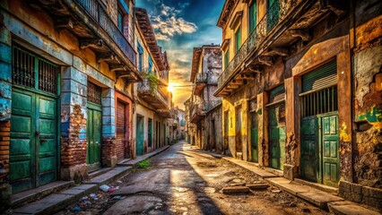 Obraz premium Abandoned Urban Street Photography - Empty Old Street Background