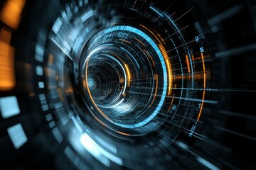 Obraz premium Symmetrical digital art showcasing interdimensional turmoil within a cybernetic universe