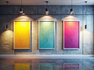 Blank Posters on Wall, Minimalist, Candid Photography, AI Art, Empty Posters, Modern Interior, Empty Space, Wall Decor, Contemporary, 