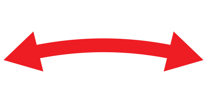 Red Long arrow to the both side. Red arrow isolated on white background eps