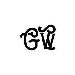 GW monogram logo design letter text name symbol monochrome logotype alphabet character simple logo