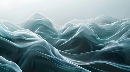 Obraz premium Abstract Teal Wave Landscape Digital Art