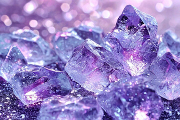 Fototapeta premium the crystals are purple in color. They have a transparent structure and shimmer in the light
