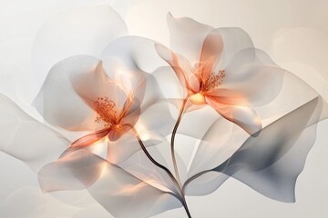 Obraz premium A composition of delicate, translucent flowers against an ethereal background, capturing the essence of fragility, grace, and the fleeting beauty in nature.