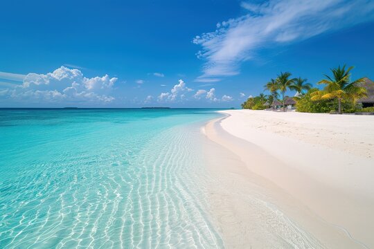 White Sand Beach with Clear Blue Water