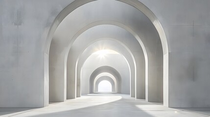 Fototapeta premium Serene White Archway Corridor Light Architecture Design