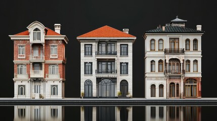 Fototapeta premium images of different architectural styles 3 dimension