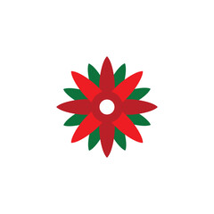 Poinsettia Christmas Star Vector Icon on white background.