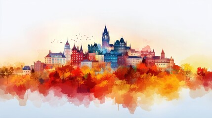 Fototapeta premium Bright Minimalist Silhouette of Quebec City