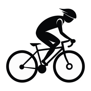 recommend clip art: silhouette of man riding bicycle, man on bicycle silhouette vector illustration, bike silhouette icon. 
                    