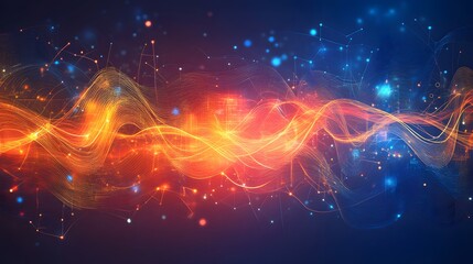 Fototapeta premium Abstract Digital Waves of Light and Network Connections