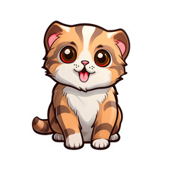 Obraz premium Cute little Scottish Fold cat cartoon, transparent background PNG