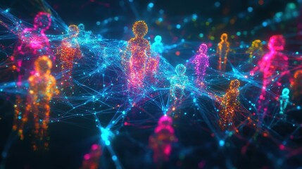 Obraz premium A colorful image of people in a network of lines