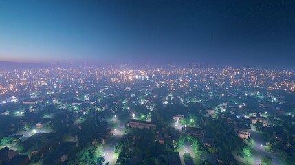 Fototapeta premium Futuristic AI-Generated Cityscape: Glowing Nights and Dynamic Urban Life