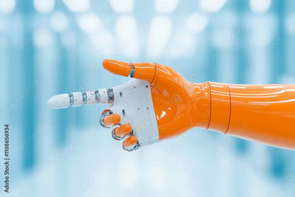 Poster innovative robotic arm in futuristic technology environment
