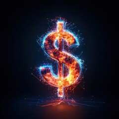 3D Glowing Money Symbol for Investment Growth