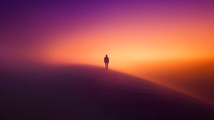 Fototapeta premium A surreal alien horizon where the sky and ground merge in a haze of glowing mist.