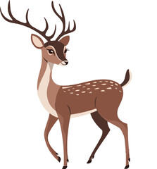 Elegant Flat Design of Graceful Deer Vector illustration