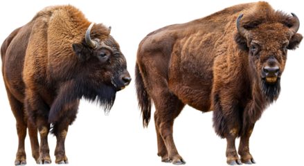 Two Majestic European Bison Wildlife Nature Mammals