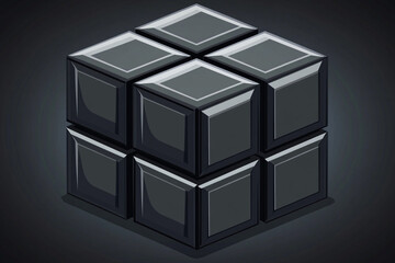 Obraz premium Abstract isometric rendering of geometric cubes in dark setting, showcasing modern design with sleek finish. cubes create visually striking composition