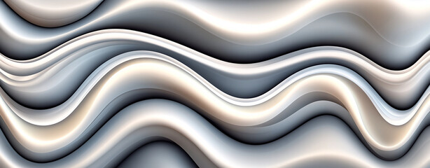Obraz premium Smooth flowing abstract waves in shades of white and gray create serene and modern texture. This design evokes sense of calm and elegance, perfect for various creative projects