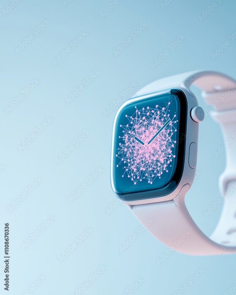 Fototapete futuristic smartwatch displaying real-time analytics against a minimalist backdrop