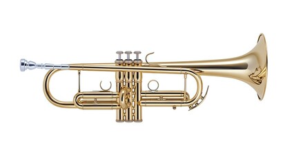 Obraz premium A Gleaming Golden Trumpet: A Detailed Studio Shot of a B-flat Trumpet