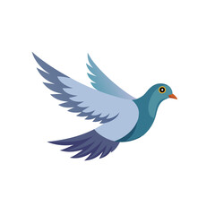 Obraz premium Pigeon fly isolated flat vector illustration on white background