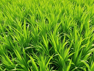 Obraz premium the soft blades of fresh spring green grass rustling in the breeze, peaceful atmosphere, greenery, foliage, landscape photography, soft grass