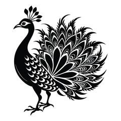 Fototapeta premium Peacock silhouette icon vector illustration, Peacock silhouette vector, Peacock silhouette PNG
