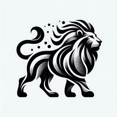 Fototapeta premium Stylized lion illustration with flowing mane design.