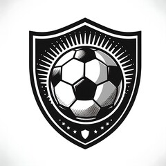 Obraz premium Black and white soccer ball emblem design.