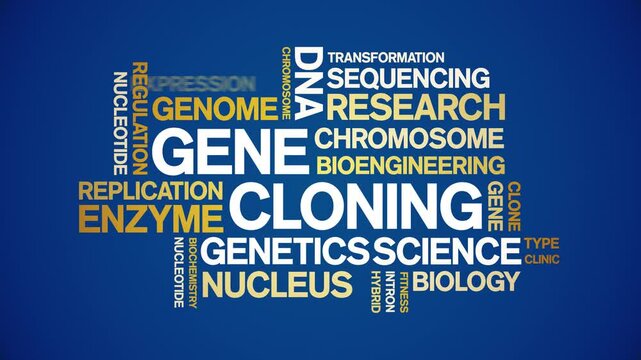 Gene Cloning animated word cloud;text design animation tag kinetic typography seamless loop.