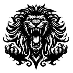 Fototapeta premium Fierce lion illustration with ornate details.